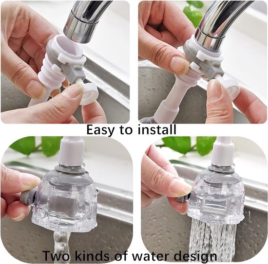Tap Extension Adjustable Splash Proof Rotating for Kitchen Faucet Water Saving Nozzle Valve Filter Green 13 cm van Merkloos	 — afbeelding 4