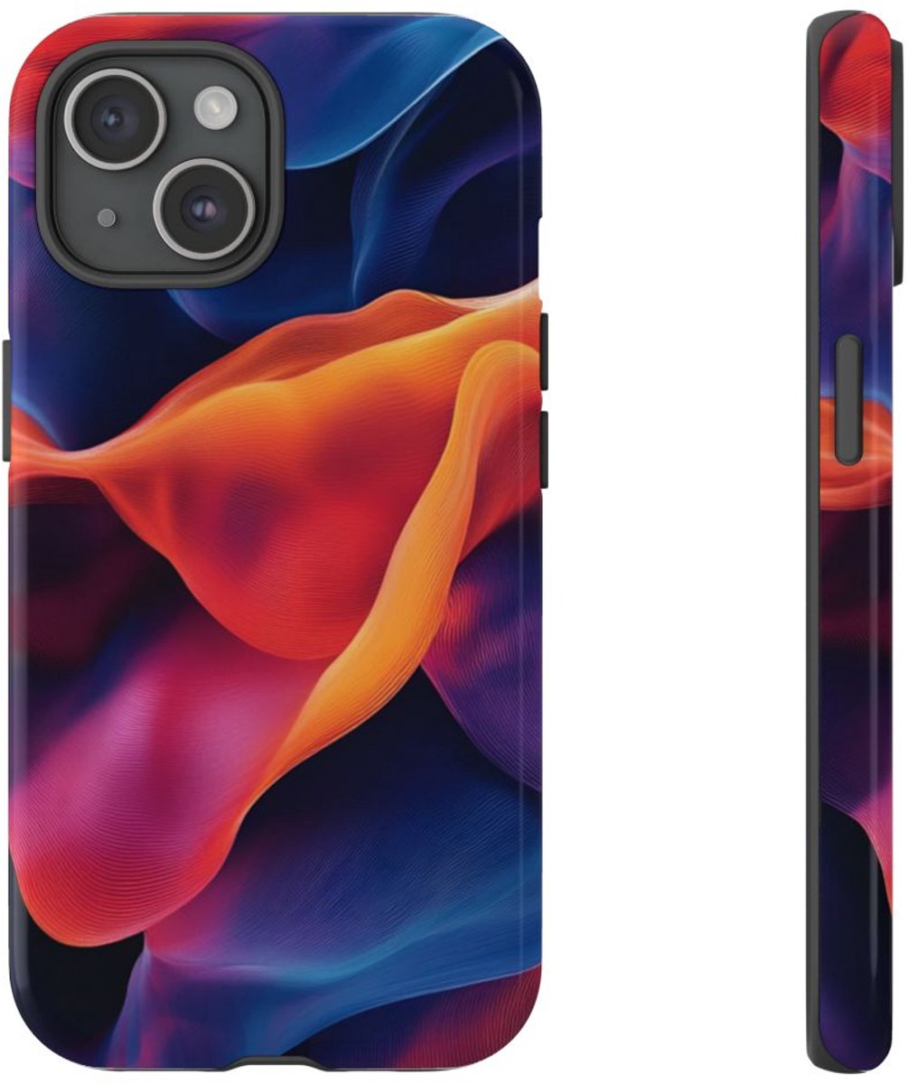 Levendige Abstracte Golven – Telefoonhoesje Geschikt voor iPhone 15