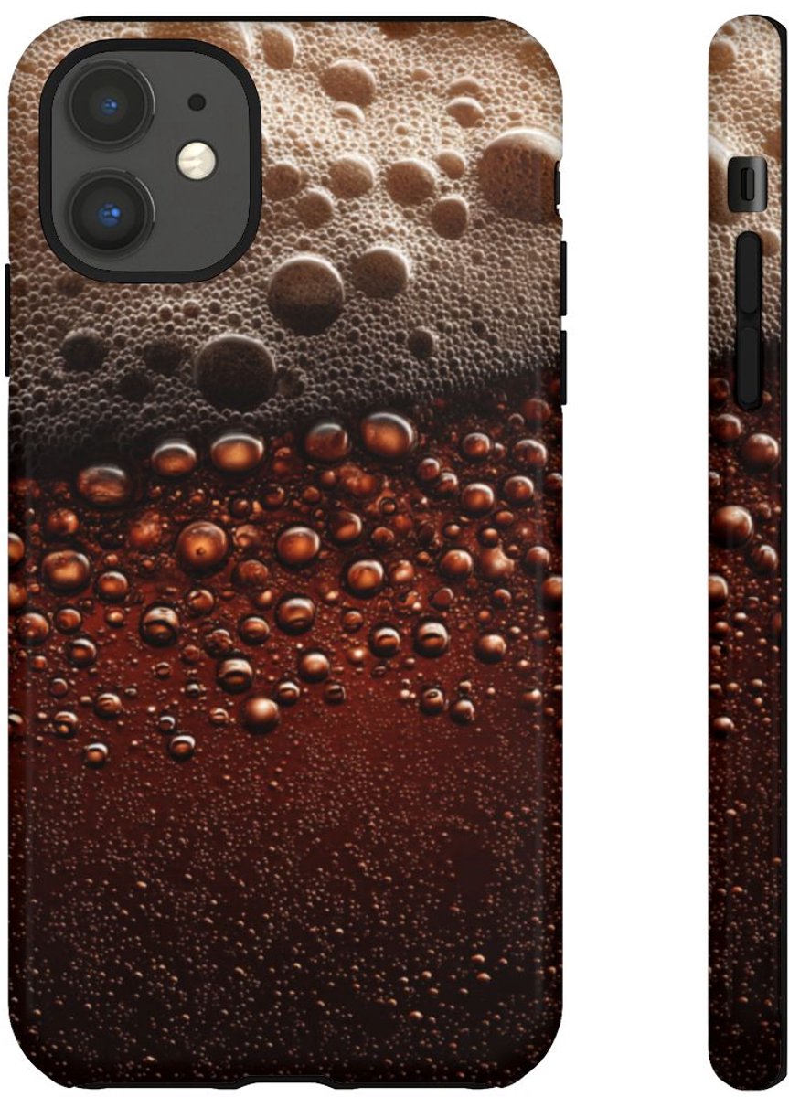Close-Up Donkerbruine Bier Schuimtextuur – Telefoonhoesje Geschikt voor iPhone 11