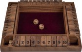 Shut The Box 4 Spelers – Walnoot Houten Dobbelspel – 29 x 29 cm – Met Ingelegd Vilt & 8 Houten Dobbelstenen – Gezelschapsspel – Engelhart