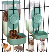 35oz Hangende Automatische Voer- en Waterdispenser voor Huisdieren - Automatische Gravity Voerbak en Waterbak voor Huisdieren - Kooi Kattenvoerbak Hondenvoerstation - voor Puppy en Kitten Konijn Chinchilla Egel Fret - Groen
