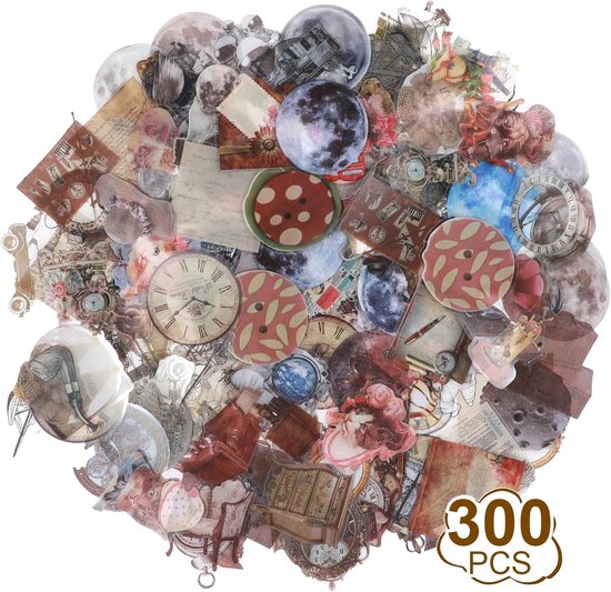 Foto: 300 stuks scrapbook stickers vintage kleine vinylstickers waterdichte scrapbooking stickers zelfklevende esthetische stickers voor album notitieboek laptop dagboek