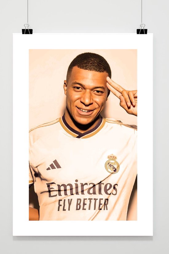Poster Real Madrid Mbappé 91,5 X 61 Cm - Impression Qualité, Envoi Enroulé, Décoration Murale