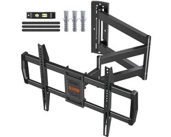 ELIVED TV-muurbeugel met 762 mm lange scharnierende arm voor de meeste 42-75 inch tv's, draaibaar en kantelbaar, belastbaar tot 45 kg. Max. VESA 600x400 mm EV3037