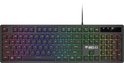 Zwart gamingtoetsenbord met gekleurde RGB-verlichting per toets en het ARES E3-logo.