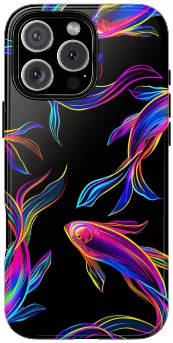Neonkleurige Vissenpatroon – Telefoonhoesje Geschikt voor iPhone 16 Pro Max