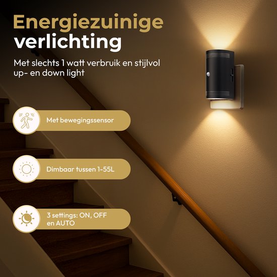 AUVON Led-nachtlampje met bewegingssensor en schemersensor [2 stuks