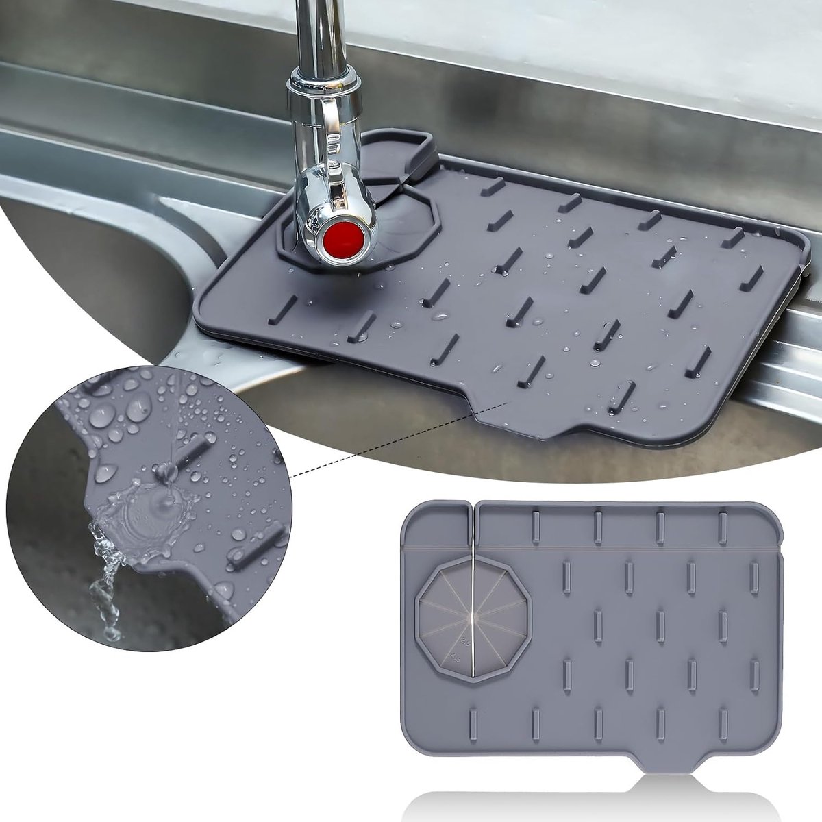 Siliconen spatbescherming voor gootsteen- spatbescherming voor gootsteenkranen- geschikt voor spatbescherming voor gootsteenkranen (21-6 x 13-5 cm- 1 stuk)