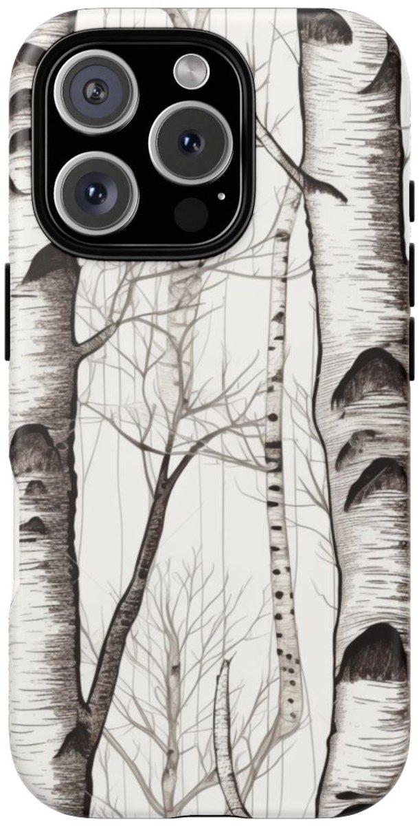 Berkenstammetjespatroon – Telefoonhoesje Geschikt voor iPhone 16 Pro