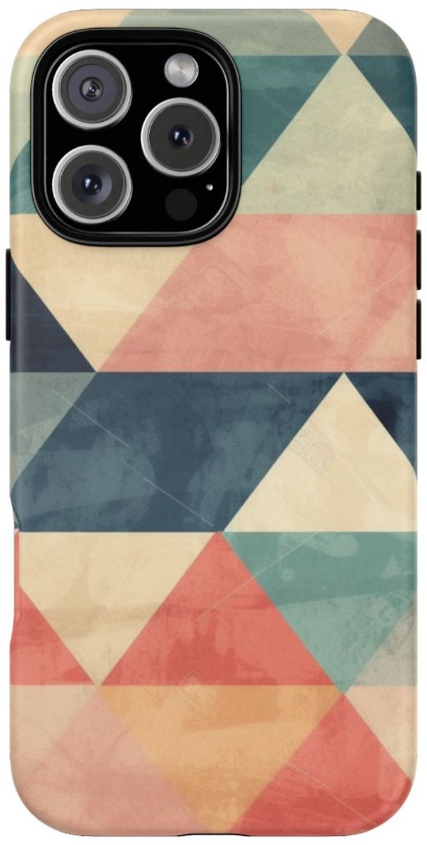 Gedempt Geometrisch Driehoekpatroon – Telefoonhoesje Geschikt voor iPhone 16 Pro Max