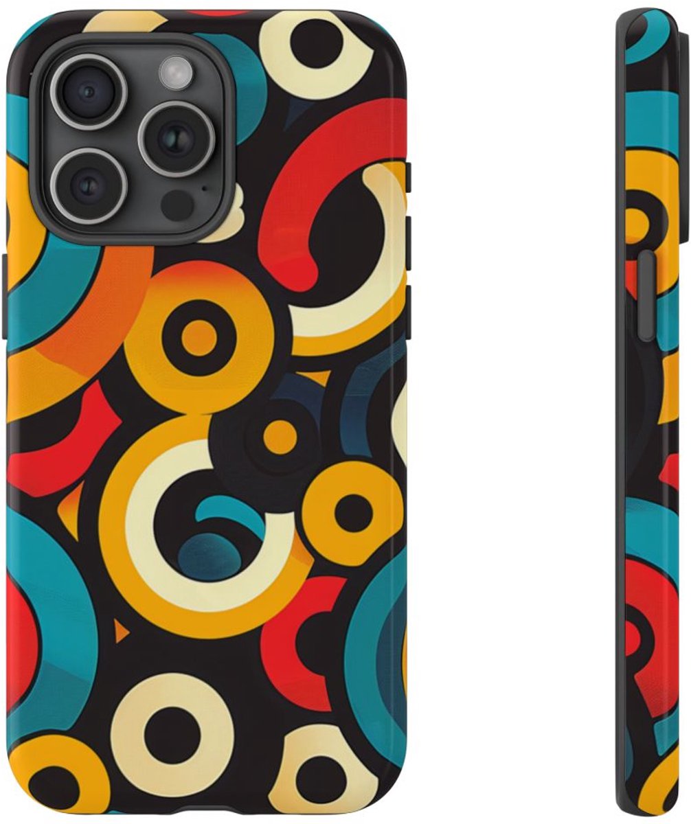 Kleurrijk Abstract Cirkelpatroon – Telefoonhoesje Geschikt voor iPhone 15 Pro Max
