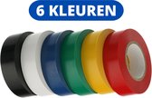 ESTARK Isolation Tape / Tape PVC - 18mm x 3.5m - 6 pièces - Ruban adhésif Plastique - Zwart / Vert / Blauw / Wit / Rouge / Jaune - Ruban Caoutchouc - Tape Isolant - Tape PVC