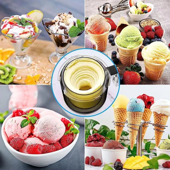 IJsbekers - BPA-vrij - Compatibel NC301/NC300/NC299AMZ - Vaatwasserbestendig - Voor Dessert & Sorbet - Keukentools - Transparant - Standaard - 4 Stuks + Lepel van Merkloos — afbeelding 4