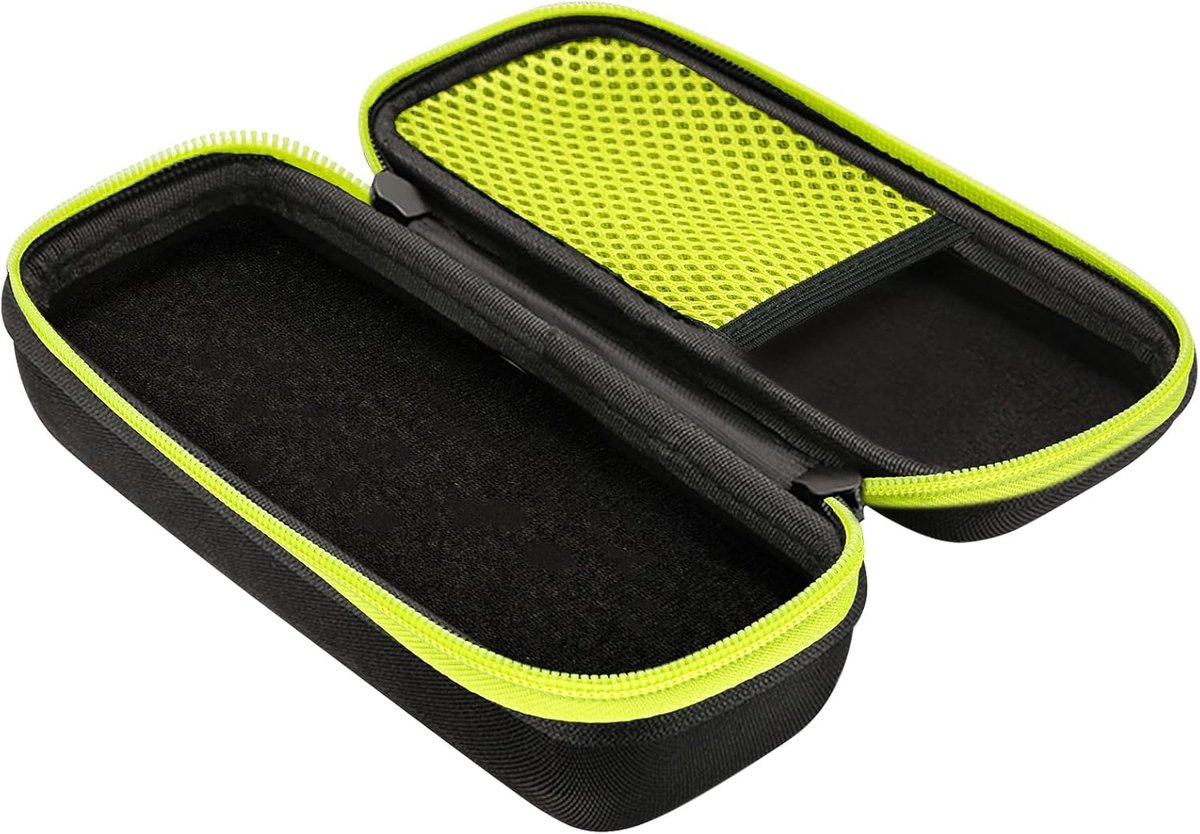 Reisetui Geschikt voor Philips OneBlade en Pro Modellen - Organizer voor Elektrische Trimmers en Scheerapparaten - Geschikt voor QP2520/QP2530/QP2620/QP2630 - Compact en Reishandig -Fluorescerend groen -18.3x8x6cm