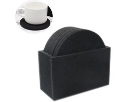 Set Van 8 Onderzetters - Vilten onderzetter - Onderzetters Met Houder - Onderzetters Voor Glazen - Onderzettersset - Isolatiemat - Anti-verbrandingskommat - Anti Slip - Hittebestendig - Zwart
