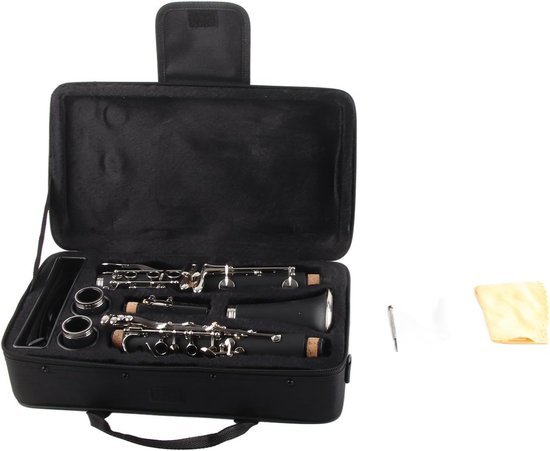 17 toetsen Bakeliet klarinet Sib Tune met reinigingsdoek met veer, schroevendraaier, muziekinstrument (zwart)
