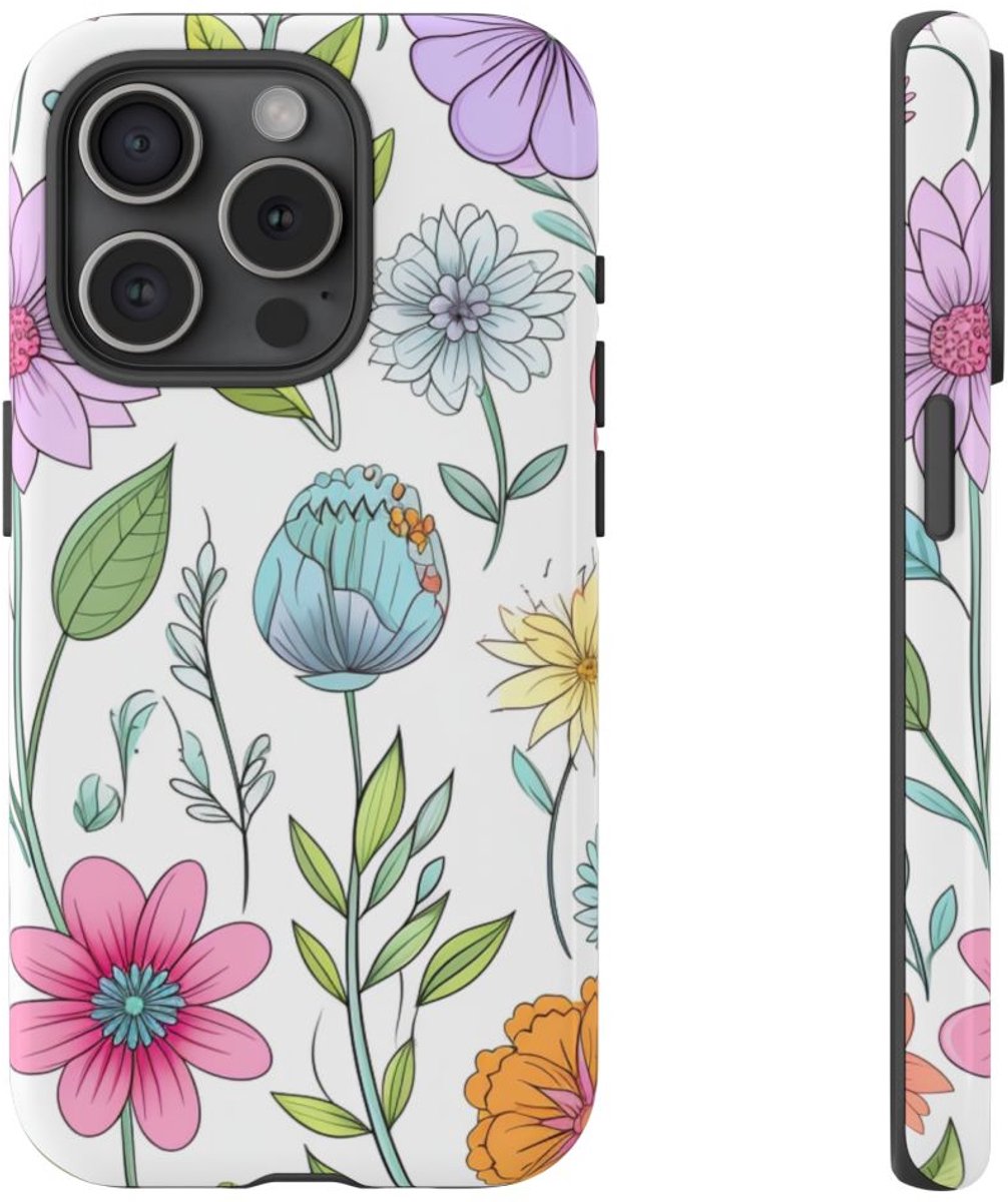 Kleurrijk Bloemenpatroon – Telefoonhoesje Geschikt voor iPhone 15 Pro