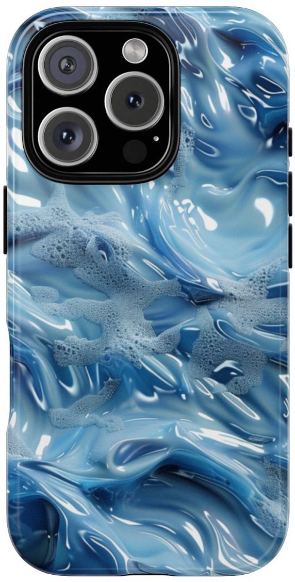 Blauw Abstract Golvend Patroon – Telefoonhoesje Geschikt voor iPhone 16 Pro