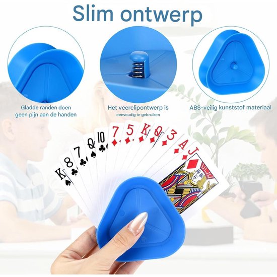 EXCITAT 4 stuks Speelkaartenhouder - Speelkaartenopbergdoos voor kinderen - Vier kleuren - Driehoekig ontwerp - Kunststof materiaal - Geschikt voor kinderen, volwassenen en senioren die UNO Extreme Poker spelen.