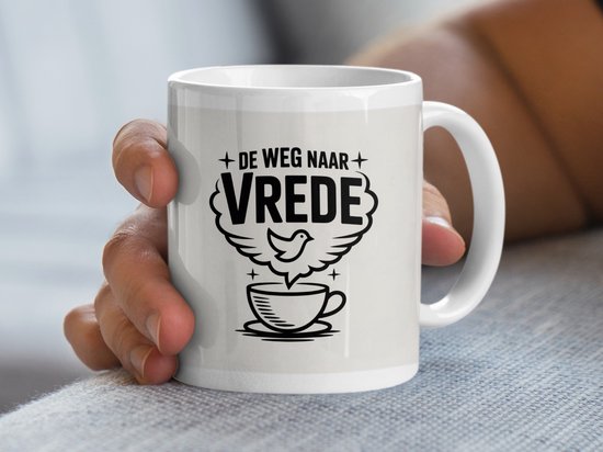 De Weg naar Vrede Mok, Inspirerende Mok, Vrede Duif, Koffie Liefhebber, Spirituele Mok, Rustgevende Boodschap, Unieke Mok, Cadeau Idee