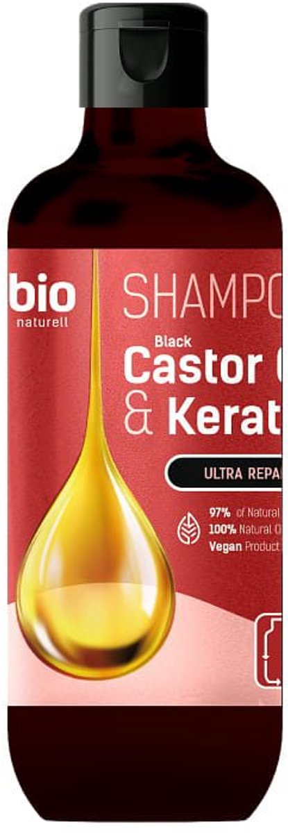 Natuurlijke Zwarte Castorolie en Keratine Haarshampoo - wonder olie - verzachte en herstelt haar 355ml