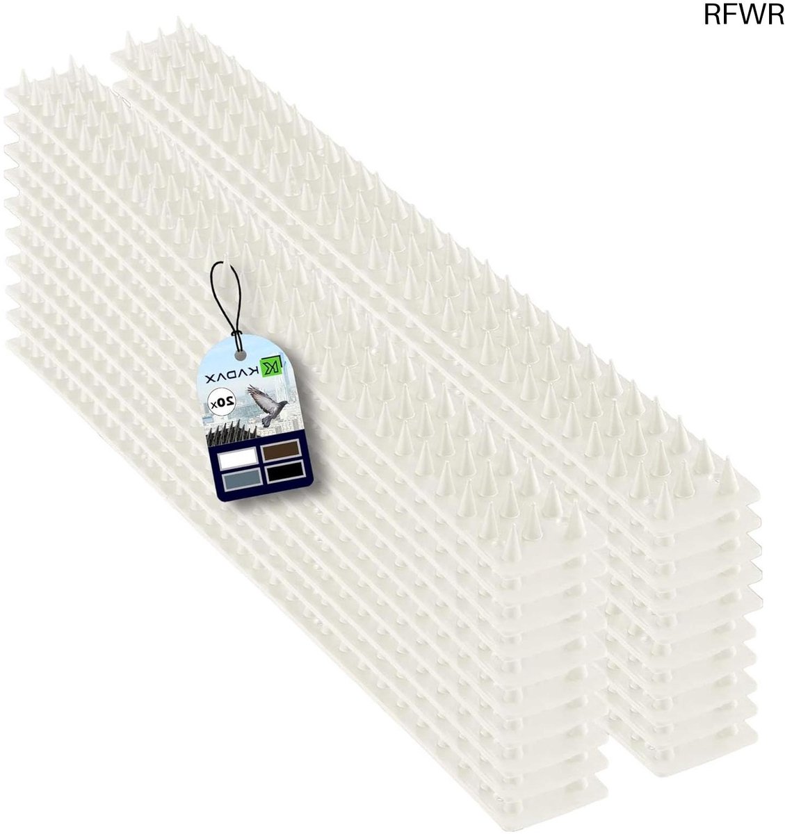 RFWR® Dierenafschrikking met kunststof duivenpinnen – 10 meter voor balkon, ramen en muren, set van 20