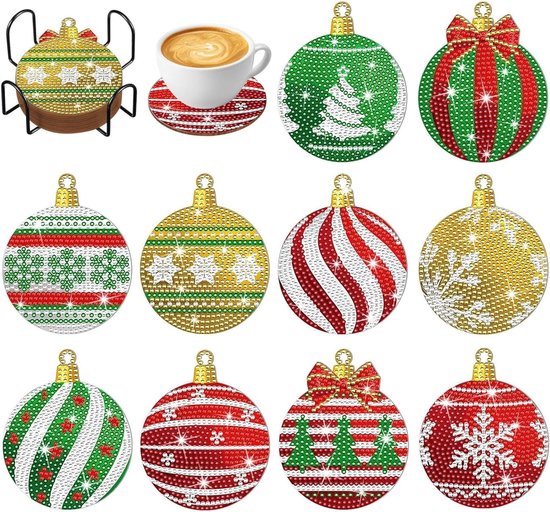 Kerst Ijs Diamond Painting Onderzetters 8 Stuks