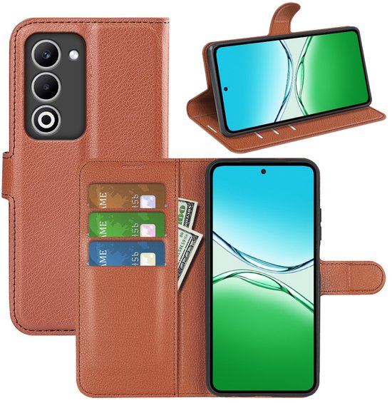 MobyDefend Hoesje - Geschikt voor Oppo A5 5G - Kunstleren Wallet Book Case (Sluiting Voorkant) - Bruin