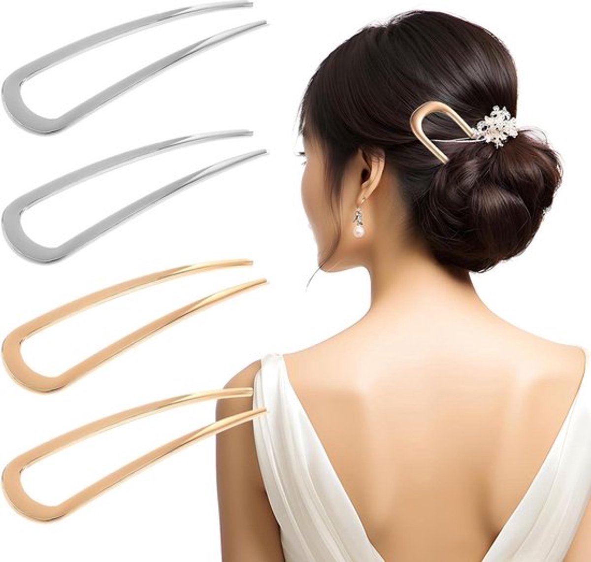 U-vormige haarspelden Franse haarvork haarspeld - set van 4 - knot haarstyling-accessoires .