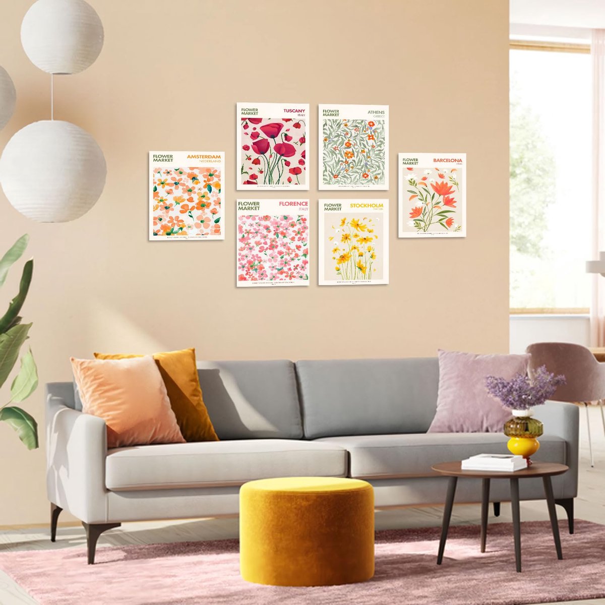 Ibenzoa® Bloemenmarkt Vintage Botanische Wanddecoraties Set van 6 Canvas Afbeeldingen 20 x 25 cm Zonder Lijst — cadeau in Wonen & Interieur - foto 3