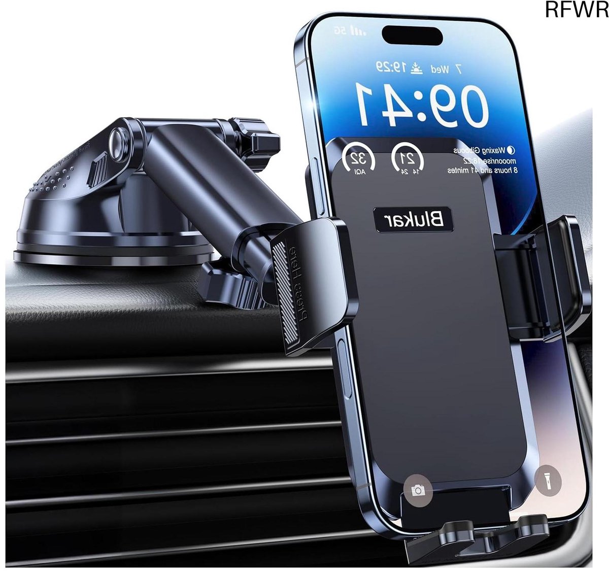 RFWR® Verstelbare Auto Telefoonhouder 360° Rotatie voor Dashboard en Voorruit