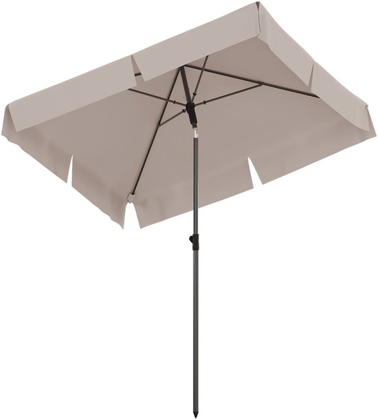 LifeGoods Parasol - Tuin - Balkonparasol - 200x125cm - 30° Kantelbaar - Waterdicht - met Hoes - Taupe