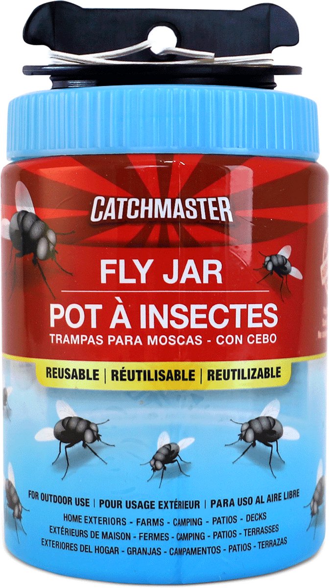 Catchmaster Vliegenval met lokmiddel - Herbruikbare Fly Jar - Vangt 40.000 vliegen - Vliegenzak - Vliegenvanger - Ecologisch