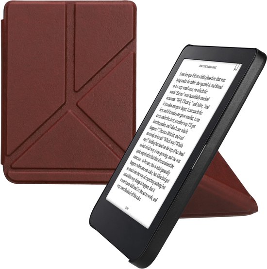 Etui kwmobile compatible avec Kobo Clara 2E - Avec support - Housse liseuse en simili cuir - En loupe