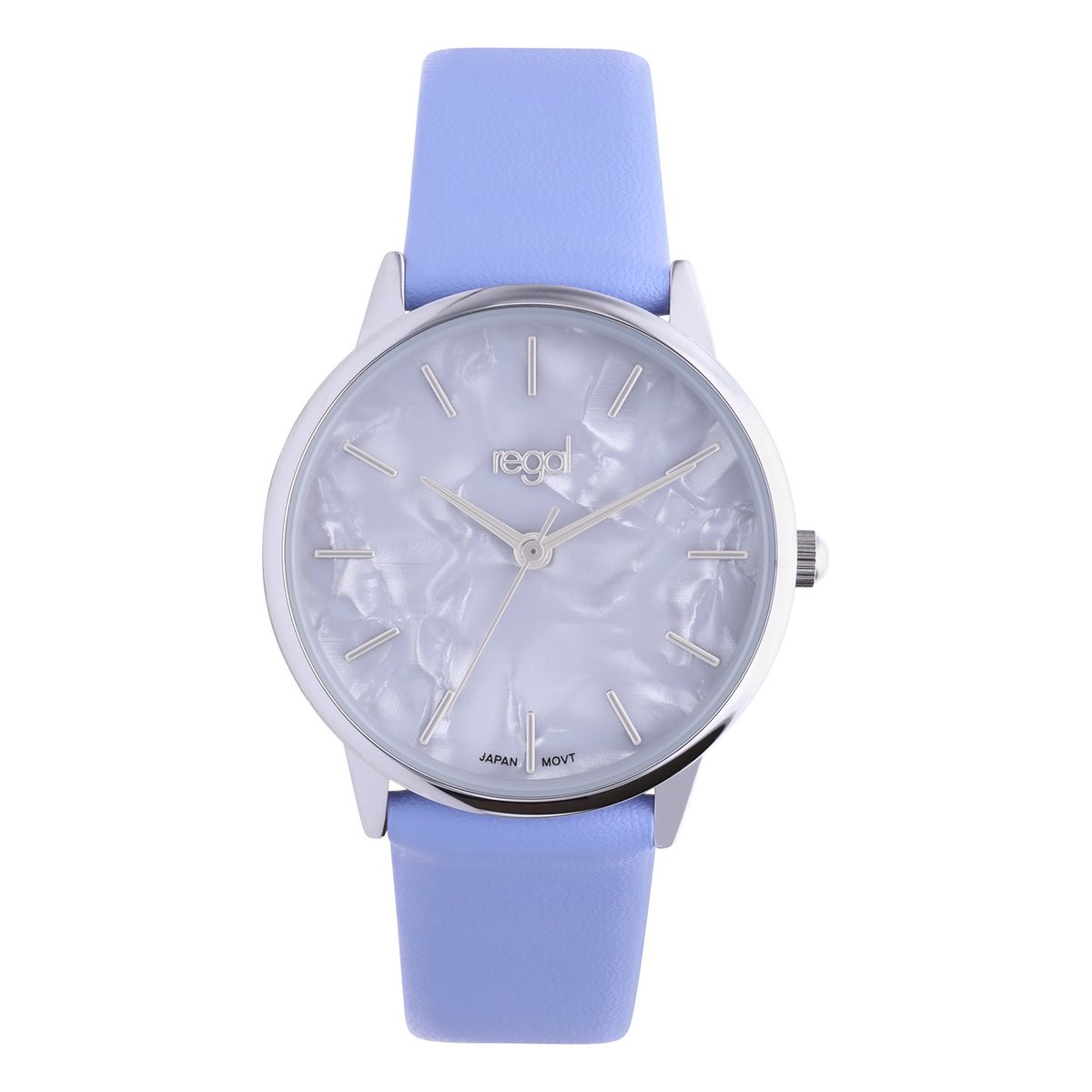 Lucardi Dames Regal dames horloge blauw, parelmoer wijzerplaat - Horloge - PU leer - Blauw - 27.50 mm
