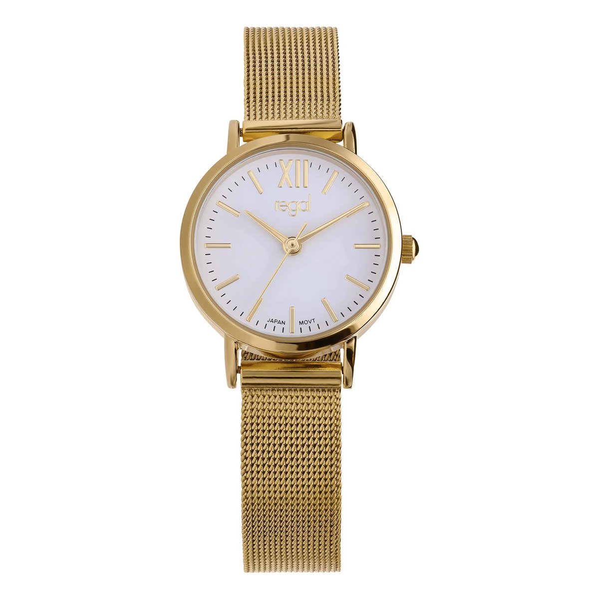 Lucardi Dames Regal horloge met goudkleurige meshband - Horloge - Alloy - Goudkleurig - 26 mm