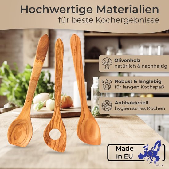 D.O.M. Die Olivenholz-Manufaktur Olijfhout Keuken Set 2 Onderdelen KK = 2 Lepel
