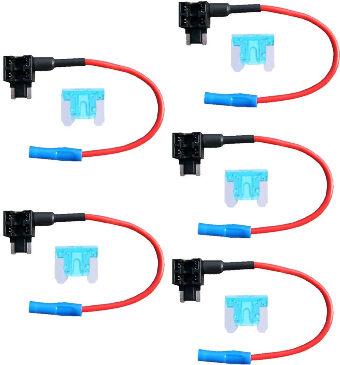 Image of 5 x 12V 24V Auto Truck Low Profile Flat Fuse Adapter - Fuse Holder voor Voltage Drops - Auto Flat Fuses - Auto Fuses