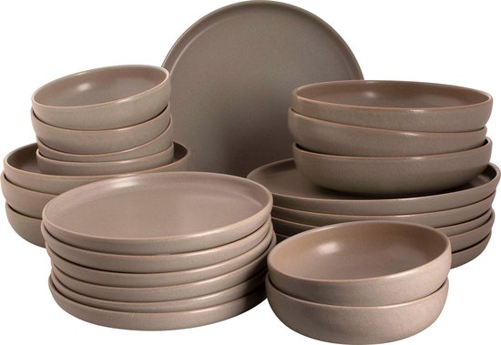 Palmer - Sandy Loam - Serviesset - 6 persoons - 24 delig - Grijs - Stoneware - Bordenset