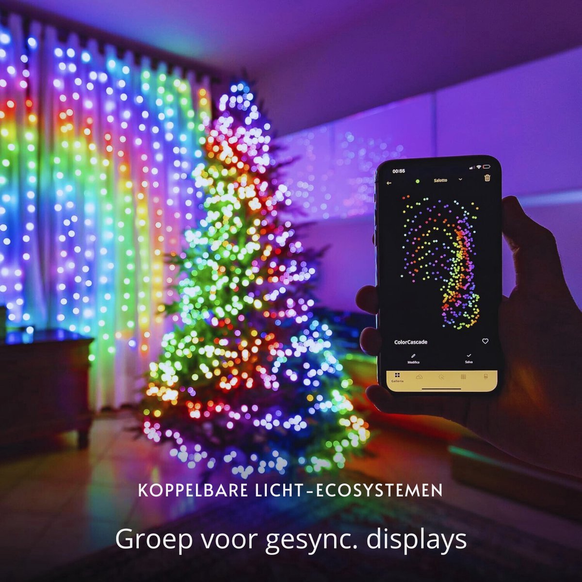 Thuys – Twinkly Curtain 210 LED RGB – Bianco – Slimme Multikleurige Lichtslinger – 1.5m x 2.1m – foto 6