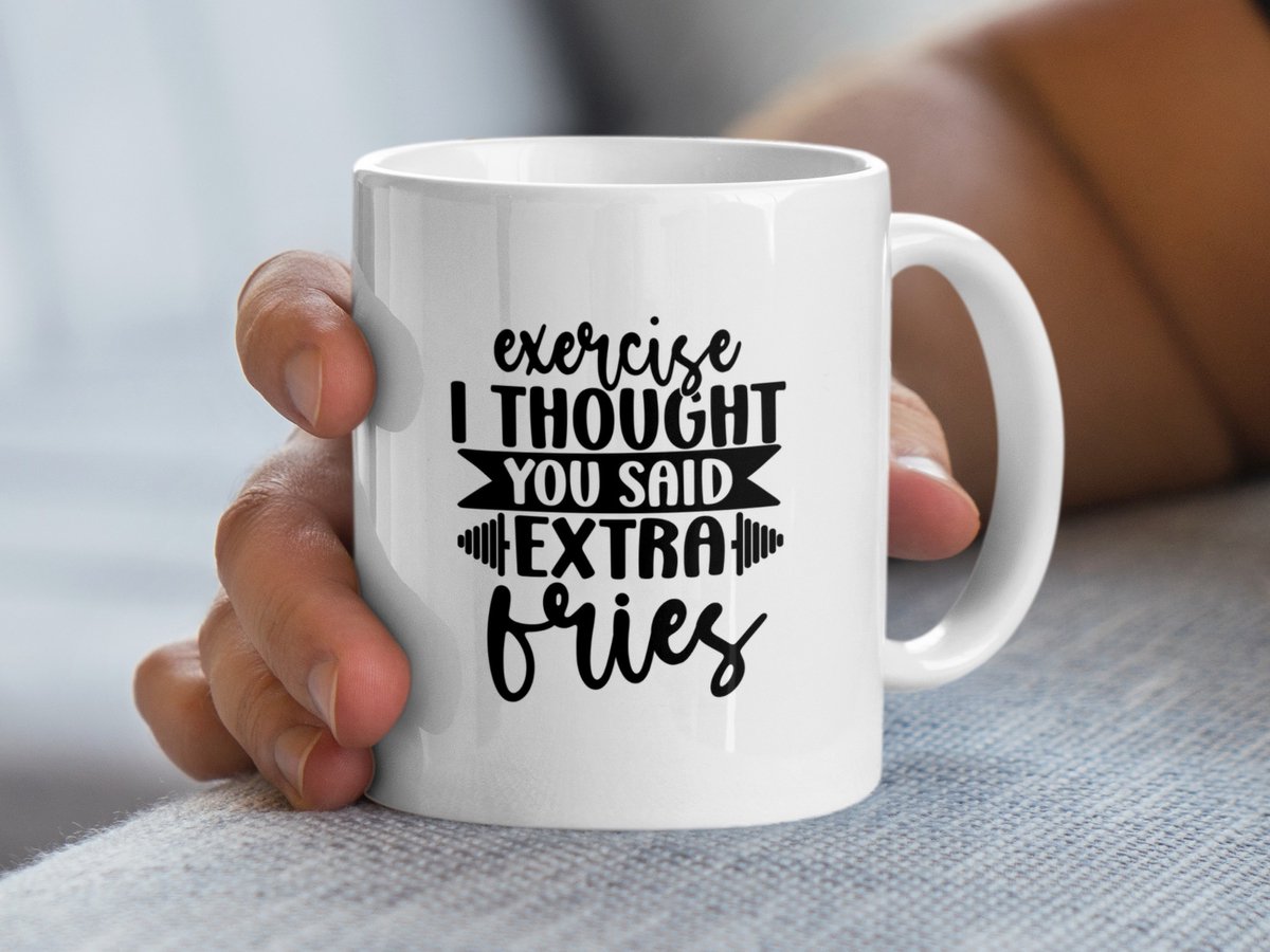 Grappige Mok, Extra Friet Mok, Fitness Mok, Cadeau Voor Frietliefhebbers, Humor Mok, Motivational Mug, Sport Mok, Joke Mok