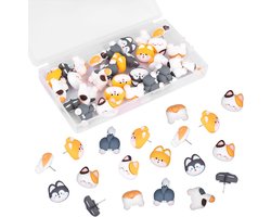 30pcs Schattige Push Pins - Decoratieve Dierlijke Pin Board Pins - 6 Stijlen Grappige Dieren Corkboard Accessoires met Opbergdoos voor Cork Board Foto Wand Kaart Thuis Kantoor Decor