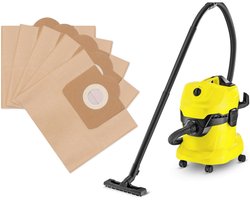 10 Papieren stofzakken - Stofzuigerzakken - Vervangende verpakking voor nat- en droogzuigers - Geschikt voor Kärcher WD3 WD3 Premium SE4001 MV3 WD3200 WD3500P A2204 A2534