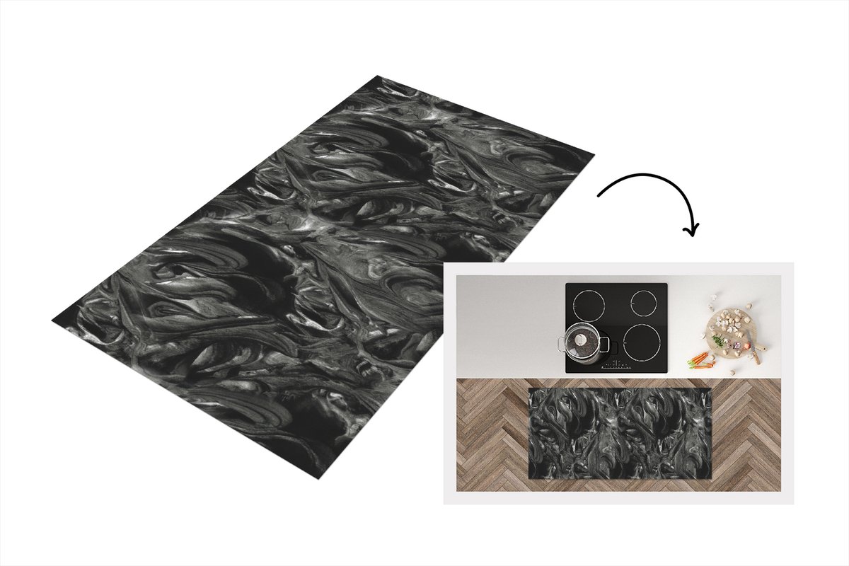 KitchenYeah Keukenloper 120x60 cm - Keukenmat vinyl Verf - Patronen - Marmer print - Keukenmatten loper - Keuken vloerkleed tapijt