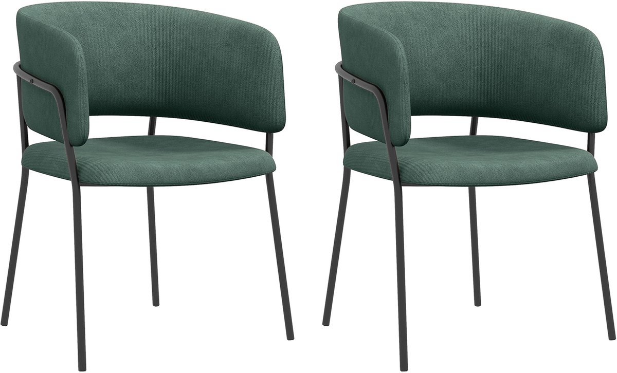 HOMCOM-Eetkamerstoel-Polyester-57x53x73cm-Groen