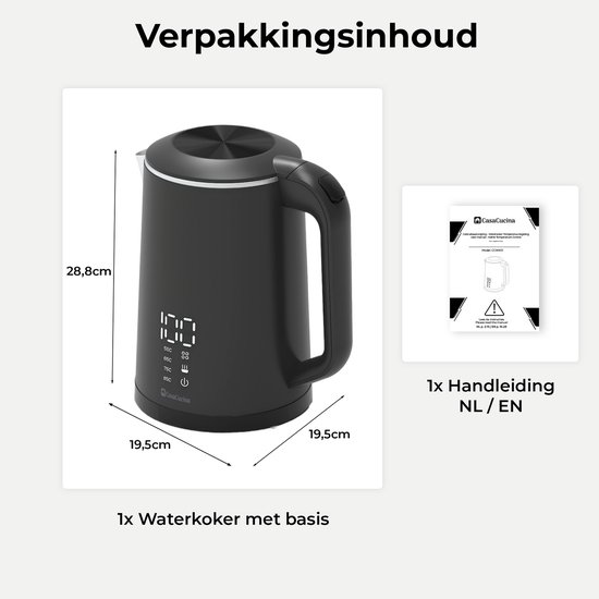 Caso wk cool touch - waterkoker - 1 4l - temperatuurinstelling - rvs
