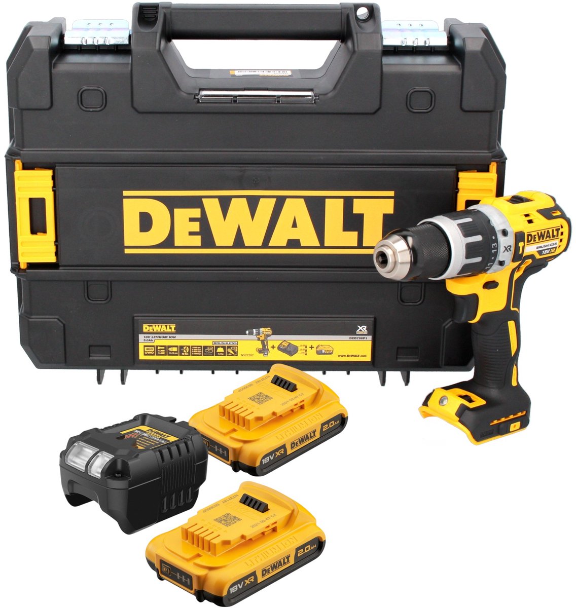 DeWALT DCD796D2 18 Volt Accu klopboormachine met 2x 2.0Ah XR accu's en lader in TSTAK koffer – foto 2