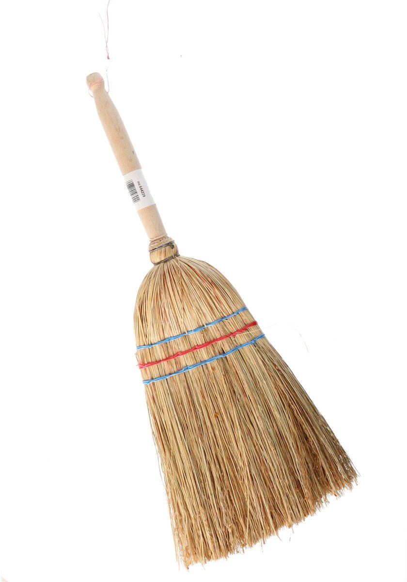 Sorex Mini Handbezem - Stro - 53 x 22 cm - met houten steel handvat - Vegen - Schoonmaken - Binnen/buiten