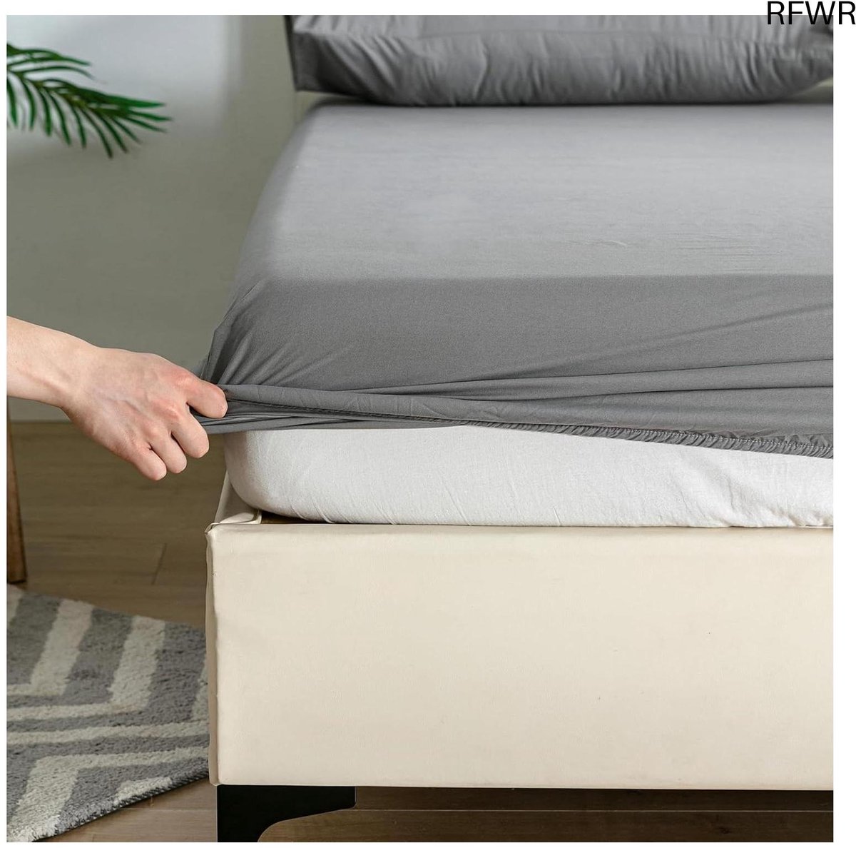 RFWR Hoofdkussenhoes 90 x 200 cm - Microvezel, Diepe Zakken tot 30 cm, Grijs