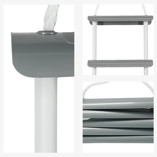Échelle De Bain HIBO – 5 échelons Antidérapants – Pliable – Sac De Rangement Inclus – Fixation Par Cordon – Longueur 140 Cm – Pour Bateau, Canoë, Plateforme – Léger Et Résistant